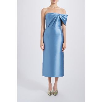 Amsale Bow Cocktail Dress in Smokey-Blue at Nordstrom, Size 0