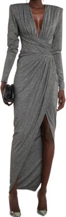 Alexandre Vauthier Silver Ruched Lurex Dress Size S