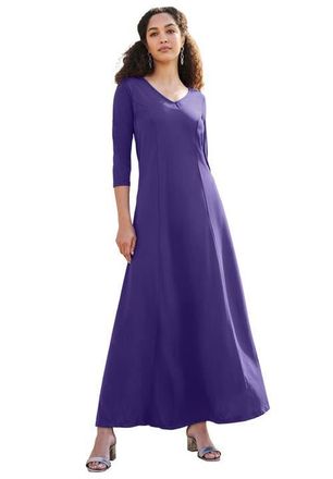 Jessica London Double-V Maxi Dress in Midnight Violet at Nordstrom, Size 28