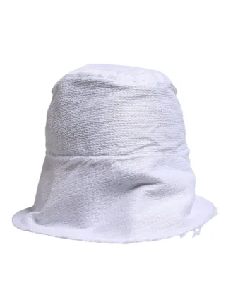 Dolce & Gabbana White Polyester Wide Brim Bucket Mens Hat