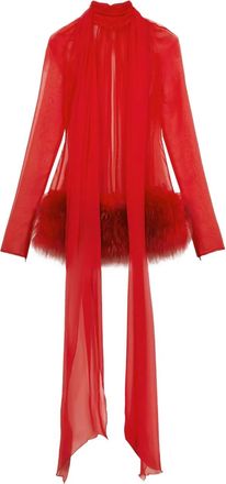 Blumarine Mini-jurk met lange mouwen en hoge hals - Rood