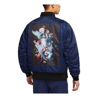 Nike Mens Nike Sportswear Therma-FIT Printing Zipper Jacket Deep Navy Blue DD6506-410