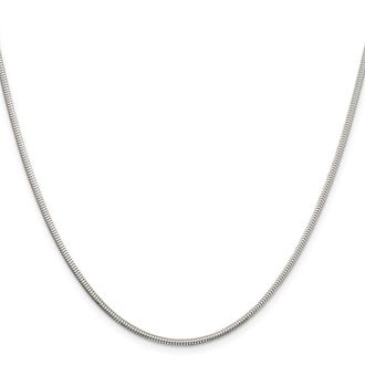 Diamond2Deal Sterling Silver 2mm Diamond-cut Snake Chain Necklace