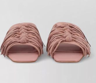 Ash flat sole slides knotted straps fringe