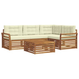 vidaXL Conjunto De Sof&aacute;s De Exterior Con Coj&iacute;n 5 Pcs Natural Y Crema Vidaxl