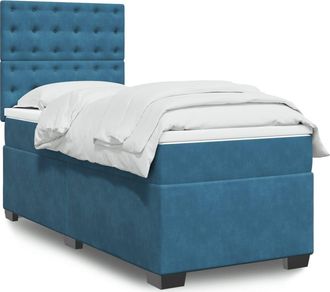 vidaXL Vidaxl - Giroletto A Molle Con Materasso Blu 90x190 Cm In Velluto