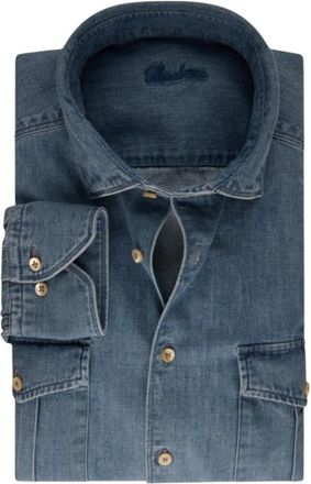 Stenstr&ouml;ms Denim Body Shirt met Borstzakken - Heren - Casual Overhemden - Blauw - 2XL - Denim - Overhemden