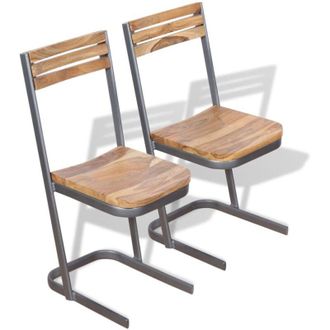 vidaXL Sillas De Comedor 2 Uds Madera Maciza De Teca Vidaxl