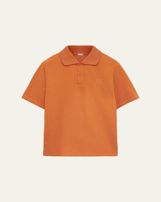 Loewe Mens Tonal Anagram Pique Polo Shirt