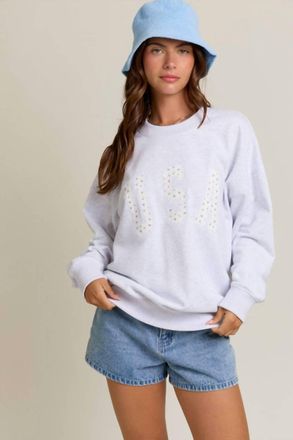 Le Lis Blanc Deux usa Contrast Ditsy Graphic Oversized Sweatshirt In White