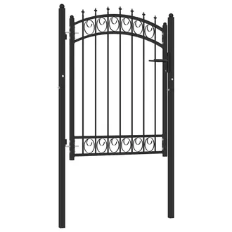 vidaXL Puerta De Valla Con Picos Acero Negro 100x125 Cm Vidaxl