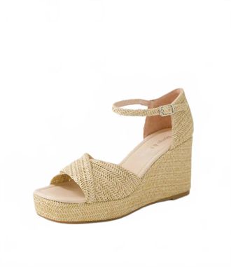 Django & Juliette Womens Cotton Buckled Ankle Strap Sandals In Latte Raffia
