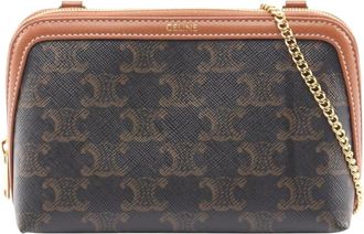 Celine Pre-owned Celine Triomphe Coated Canvas Clutch On Chain Ladies AB8IV8NUCH0N4T7Z