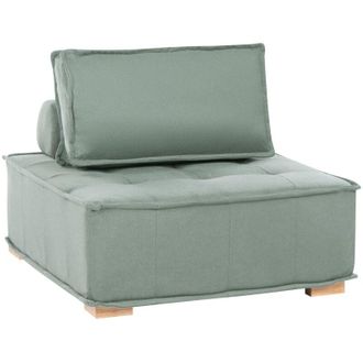 Beliani 1-Seat Section Light Green Fabric Upholstery Solid Wood Legs Quilted Seat Water-Repellent Living Room Modern Style TIBRO