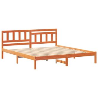 Berkfield Home with Headboard Wax brown 150 x 200 cm Solid pine wood
