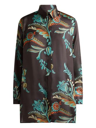Etro floral-print shirt - women - Silk - 44 - Brown
