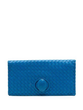 Bottega Veneta 2012-2025 Nappa Intrecciato Turn Lock clutch bag - women - Nappa Leather - One Size - Blue