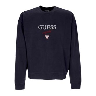 Guess Sweatshirts, male, Black, L, Black Logo Crewneck Sweatshirt Slim Fit