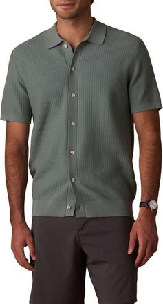 The Normal Brand BreezeKnit Short Sleeve Button-Up Shirt in Juniper at Nordstrom, Size Xx-Large