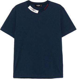 Dsquared2 logo-embroidered T-shirt - men - Cotton - L - Blue