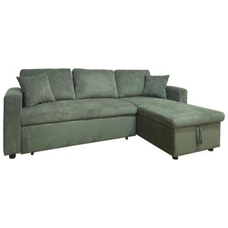 Happy Garden Sof&aacute; cama esquinero de 3 plazas de pana verde