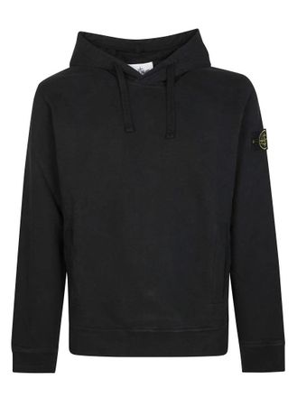 Stone Island Black Hoodie With Subtle Logo Patch