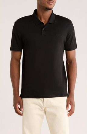 Calvin Klein Liquid Touch Interlock Cotton Polo in Black at Nordstrom Rack, Size Small