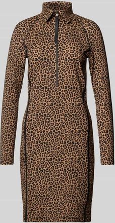 Marc Cain Knielanges Kleid mit Hemdblusenkragen in Camel, Größe 36