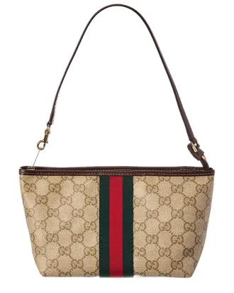 Gucci Web Small Gg Coated Canvas & Leather Pouch