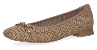 Caprice Ballerina CAPRICE, Damen, Gr. 37, beige (beige kombiniert), Leder, Textil, Schuhe Ballerina, Blockabsatz, Bequemschuh, Businessschuh mit Schmuckelemen
