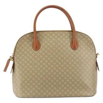 Celine Vintage Macadam Handbag Canvas And Leather Beige Canvas Handbag (Pre-Owned)
