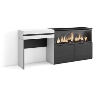 Skraut Home Skraut Home - Tocador, Dormitorio Habitaci&oacute;n, 177x75x35 Cm, Con Caj&oacute;n, Chimenea El&eacute;ctrica Xxl, Estilo Moderno, Blanco