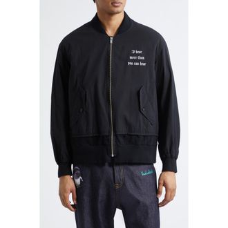 Undercover Graphic Cotton Bomber Jacket in Black at Nordstrom, Size 2