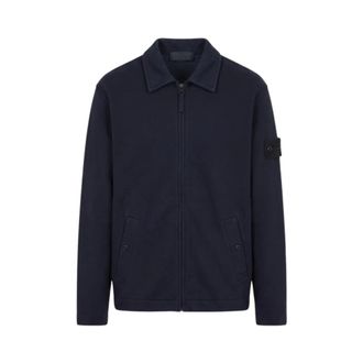 Stone Island Hoodies & sweatvesten, Heren, Blauw, S, Katoen, Sweatshirt met rits van katoenfleece