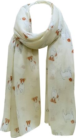 World of Shawls Pug Dog, Dachshund Dogs, Spaniel Dog, Jack Russell Print Scarf - All Seasons Lovely Soft Scarf Wraps Shawl Scarves (Jack Russell Dog - Beige)