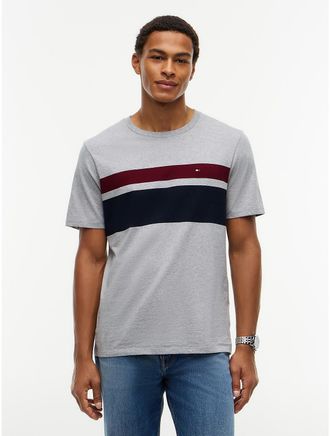 Tommy Hilfiger Mens Block Stripe T-Shirt - Grey - XXL