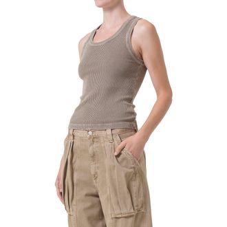 A Gold E Poppy Rib Tank in Trail at Nordstrom, Size Large
