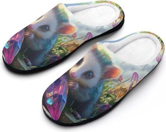 Generic Opossum Womens Slippers Warm House Slippers Indoor House Shoes with Anti-Skid Rubber Sole