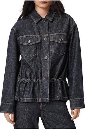 AllSaints Denby Peplum Trucker Womens Clothing Raw Indigo Blue : UK 16 (US Womens 12), Cotton/Denim