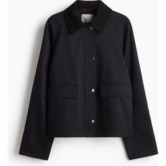 H&M Corduroy-collar Jacket in Navy Blue at Nordstrom, Size Xx-Large
