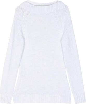 Celine boat-neck cotton jumper - women - Cotton/Cotton - One Size - White