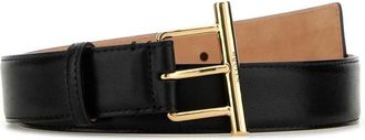 Alexander McQueen Klassieke Zwarte Leren Riem - Dames - Riemen - Zwart - 80 CM - Accessoires