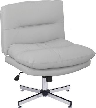 HOMCOM Homcom Silla De Escritorio Sin Brazos Silla De Oficina Con Altura Ajustable Funci&oacute;n De Basculante Base Cruzada Y Asiento Amplio Para Estudio Gris