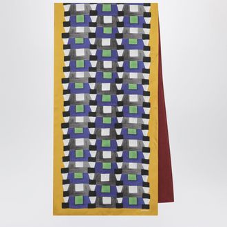 Miu Miu Foulard stampato in twill di seta indaco/senape