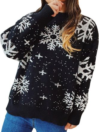 Generic Christmas Jumper Womens Funny Christmas Jumper Womens Knitted Christmas Jumper Crew Neck Christmas Sweater Christmas Jumper 3D Print Xmas Knitted Jump