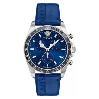 Versace Greca Chrono Wave Chronograph Quartz Blue Dial Mens Watch VE0H00125