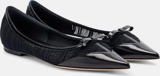 Jimmy Choo London Love leather-trimmed mesh ballet flats