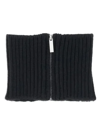 SA SU PHI zip-front ribbed neck warmer scarf - women - Cashmere - One Size - Black