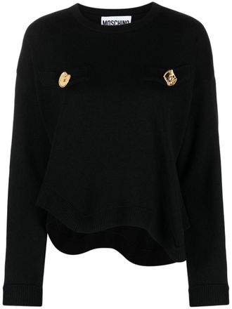 Moschino asymmetric-hem virgin wool jumper - Black