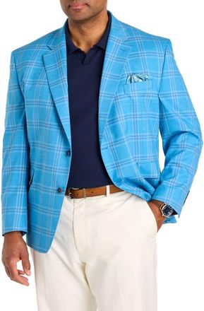 Tallia Orange Big & Tall Plaid Sport Coat V2 in Blue at Nordstrom, Size 52Xl